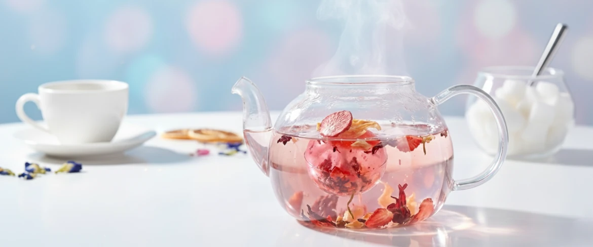 Isomaltboll förberedd för bryggning – kristallte i en glastekan