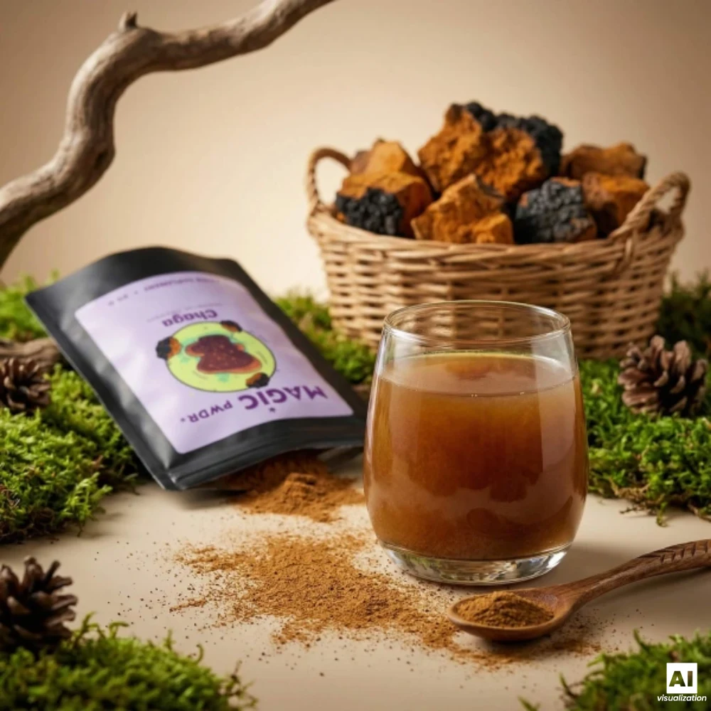 Magic Pwdr Chaga, 10:1-extrakt av fruktkroppar i pulverform.