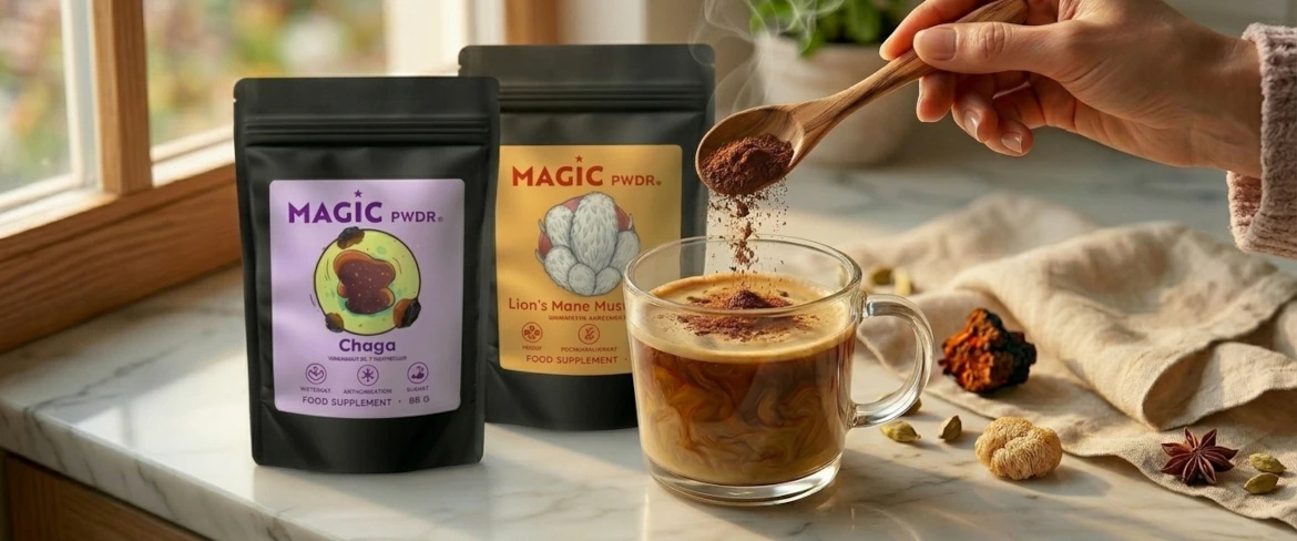 Daglig användning av adaptogena svampar i pulverform – att tillsätta pulverextrakt av lejonmanesvamp i kaffet
