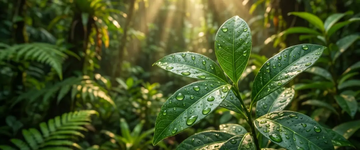 Färska Ilex guayusa-blad i Amazonas regnskog, som används för att tillaga guayusa-te.