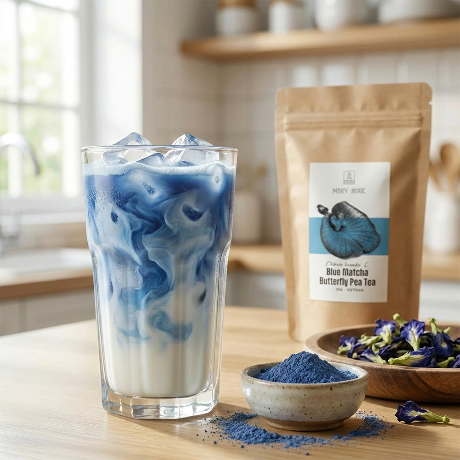 Mary Rose Blue Matcha – naturligt blå matcha från Clitoria ternatea