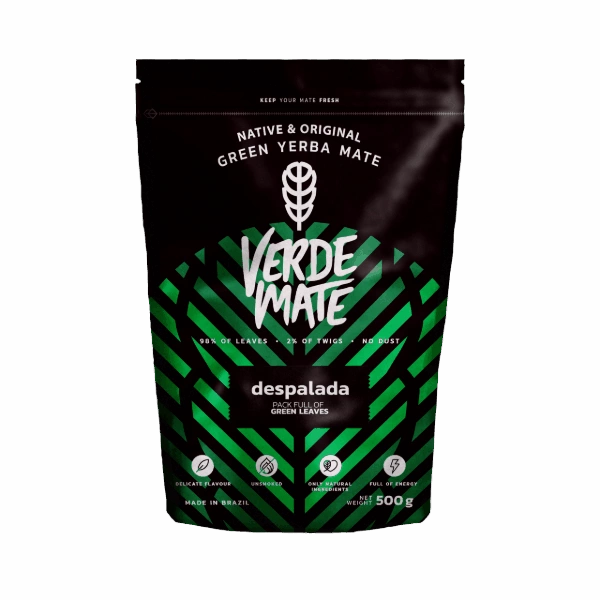 Grön yerba mate – Verde Mate Green Despalada – i en doypack-förpackning.