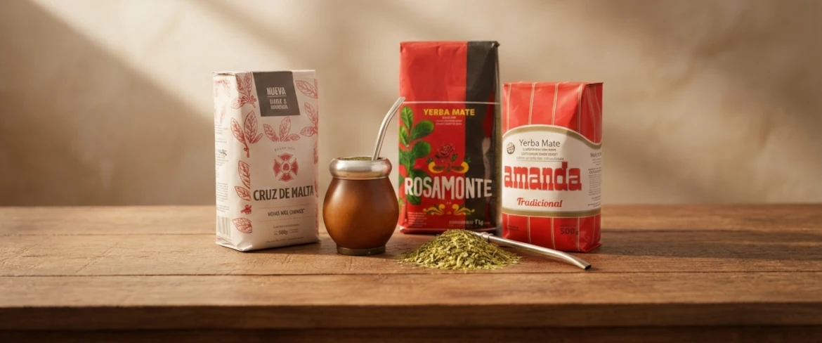 Klassiska argentinska yerba mate-märken – Amanda, Rosamonte och Cruz de Malta