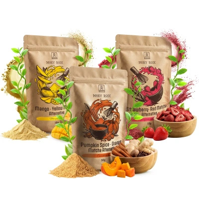 Set med färgglada matcha: Red Matcha + Orange Matcha + Yellow Matcha