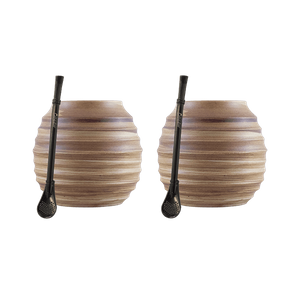 Tillbehörssats för Yerba Mate: 2x Kalebass + 2x Bombilla