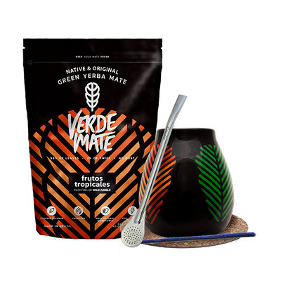Yerba Mate-set: Verde Mate Frutos Tropicales 500g + Kalebass + Bombilla