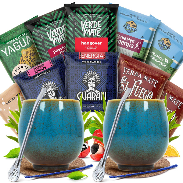 Yerba Mate Set FOR TWO Kalebass Bombilla