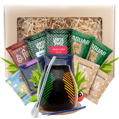 Yerba Mate Presentpaket 10x50g 500g Kalebass + Bombilla