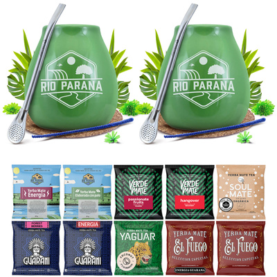 Yerba Mate Set FOR TWO Kalebass Bombilla