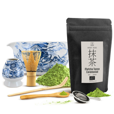 Ceremoniellt set för att tillreda matcha-te: japansk ekologisk matcha 30g + tillbehör