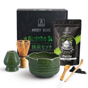 Presentset: japanskt premiummatcha + matchawan + bambutillbehör
