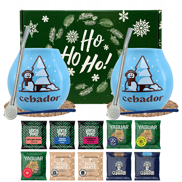 Julklappsset för par - Yerba Mate 10 x 50 g (500 g) + 2 x tillbehör + ask