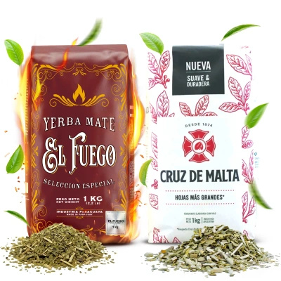 Yerba Mate Elaborada-set: El Fuego 1kg + Cruz de Malta 1kg