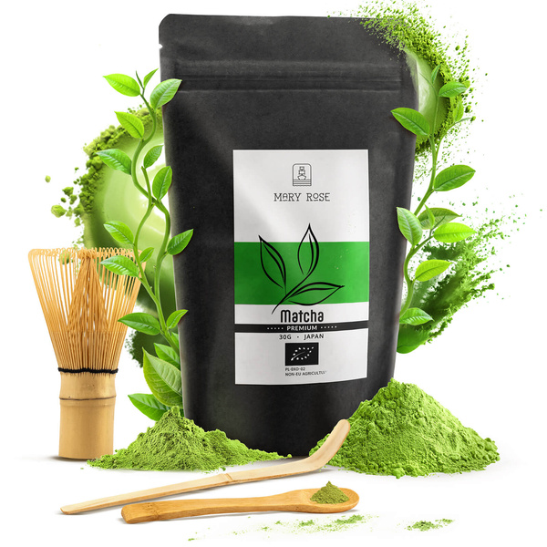 PREMIUM-set för att tillreda matcha-te: japansk ekologisk matcha 30g + tillbehör