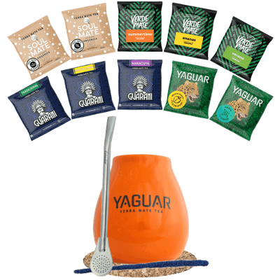 Yerba Mate Set 10x50g Kalebass + Bombilla