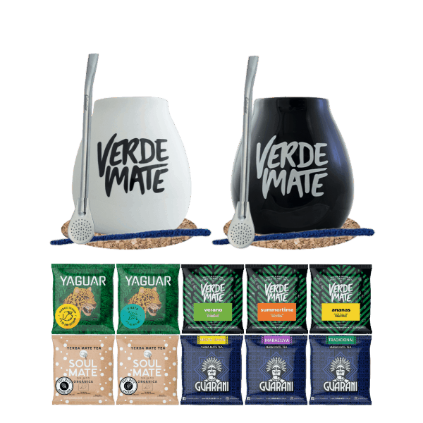 Yerba Mate Set 10x50g 2x Kalebass + 2x Bombilla