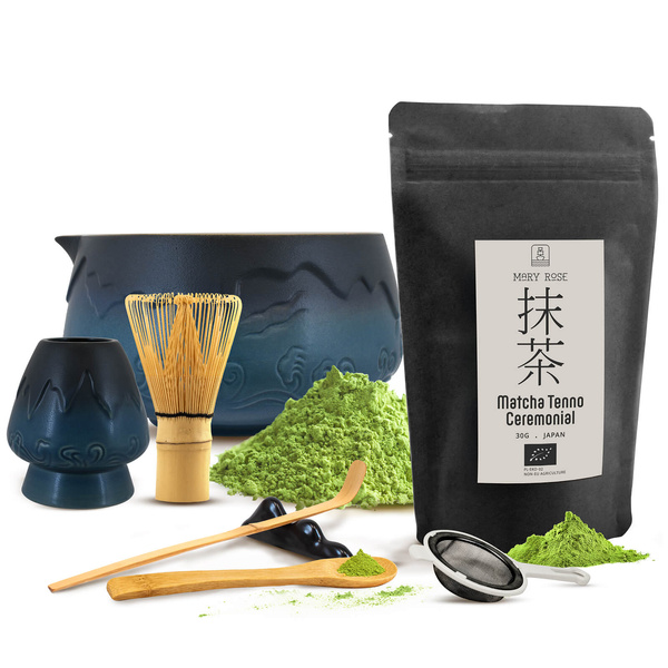 Ceremoniellt set för att tillreda matcha-te: japansk ekologisk matcha 30g + tillbehör