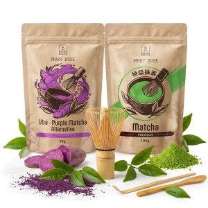 Set för färgglad Matcha Latte: Matcha + Purple Matcha + tillbehör