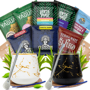 Yerba Mate-set för två: prover 10x50g 2x Kalebass + 2x Bombilla