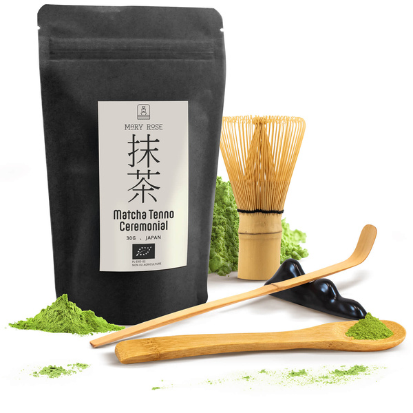 Ceremoniellt set för att tillreda matcha-te: japansk ekologisk matcha 30g + tillbehör