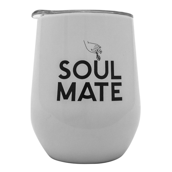 TermoLid – termomugg för yerba mate med lock – Soul Mate (vit) – 350 ml