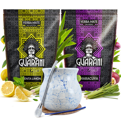 Yerba mate set Guarani 2x500g keramisk kalebass bombilla