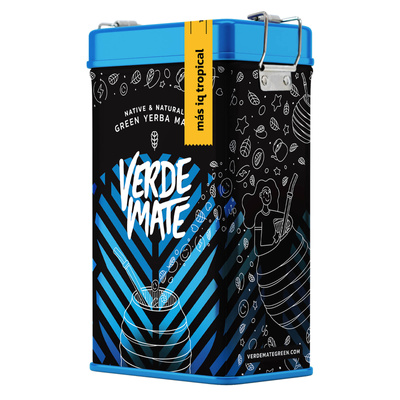 Yerbera – Metallburk + Verde Mate Green Más IQ Tropical 0,5 kg