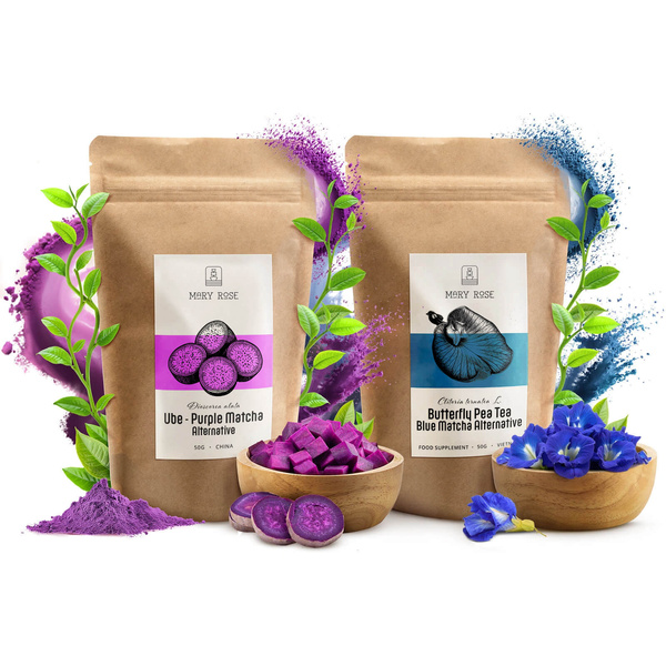 Set med färgglada matcha: Blue Matcha + Purple Matcha