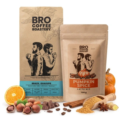 Set till Pumpkin Spice Latte: kaffe Bro Coffee Roastery Brazil Guaxupe 1kg + Pumpkin Spice Latte Mix 100g
