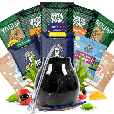 Yerba Mate-set: prover 10x50g + Kalebass + Bombilla
