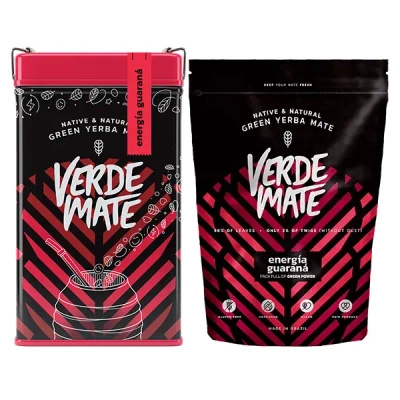 Yerba Mate-set: Verde Mate Energía Guaraná 2x500g + Yerbera