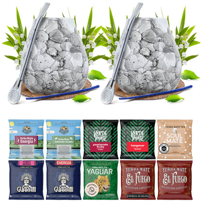 Yerba Mate Set FOR TWO Kalebass Bombilla