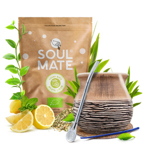 Yerba Mate Set Soul Mate Organica Menta Limon 500g 0,5kg Kalebass + Bombilla