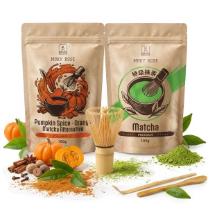 Set för färgglad Matcha Latte: Matcha + Orange Matcha + tillbehör