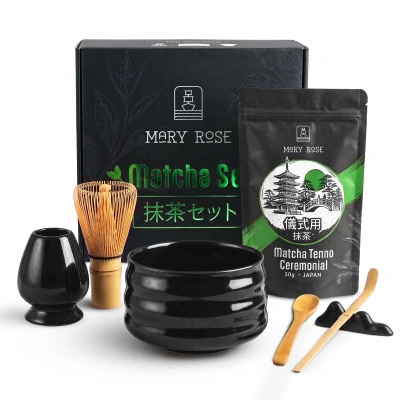 Presentset: japansk ceremoniell matcha + matchawan + bambutillbehör