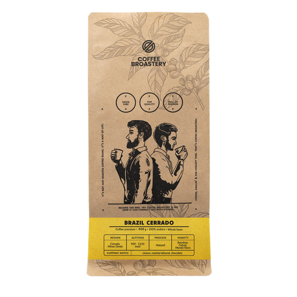 Bro Coffee Roastery - Hela bönor kaffe Brazil Cerrado Premium 400 g
