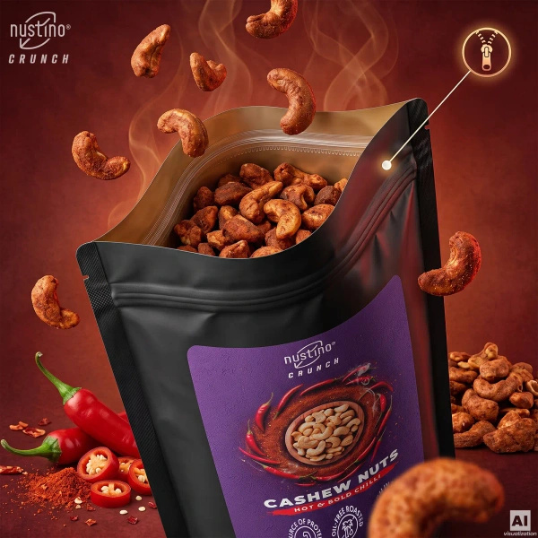 Nustino Crunch – Rostade cashewnötter – Hot & Bold Chilli 200 g