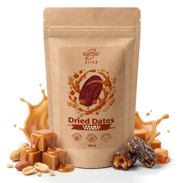 Nustino Bites – Torkade Dadlar – Caramel Peanut 100 g