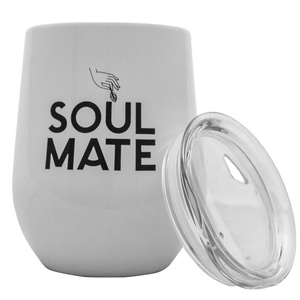 TermoLid – termomugg för yerba mate med lock – Soul Mate (vit) – 350 ml