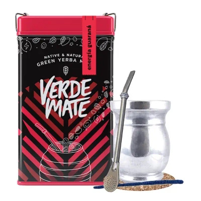 Set Yerbera Verde Mate Energia Guarana 0,5 kg Palo Santo