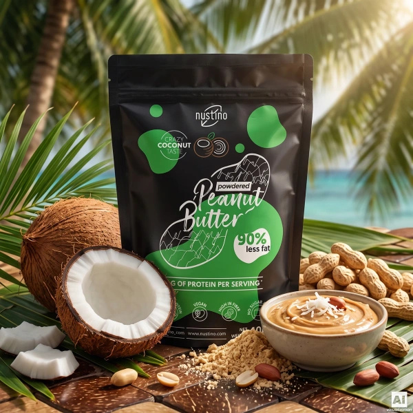 Nustino – Jordnötssmör i pulverform – Coconut (utan tillsatt socker) 400 g