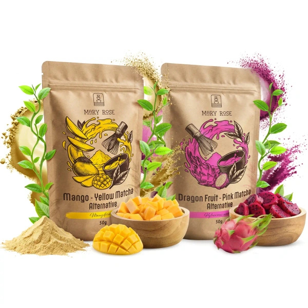 Set med färgglada matcha: Yellow Matcha + Pink Matcha