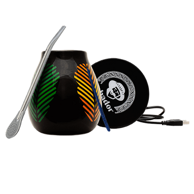 Tillbehörssats för Yerba Mate: USB-koppvärmare + Kalebass + Bombilla