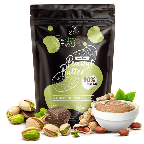 Nustino – Jordnötssmör i pulverform – Pistachio & Chocolate (utan tillsatt socker) 400 g