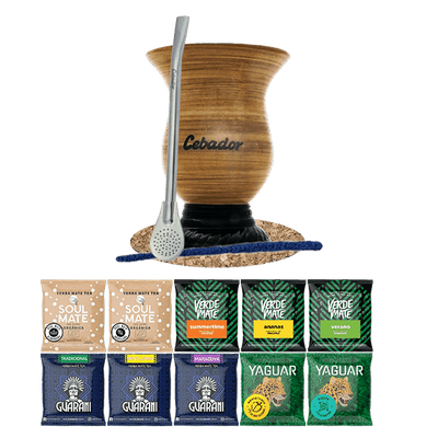 Yerba Mate Set 10x50g Kalebass + Bombilla