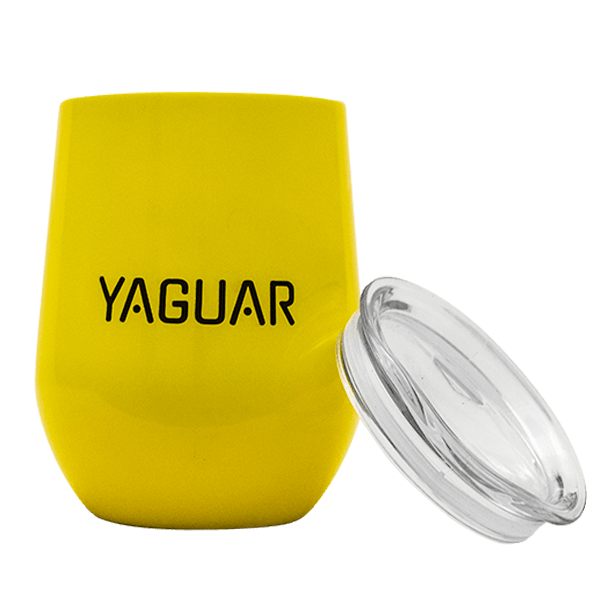 TermoLid – termomugg för yerba mate med lock – Yaguar (gul) – 350 ml