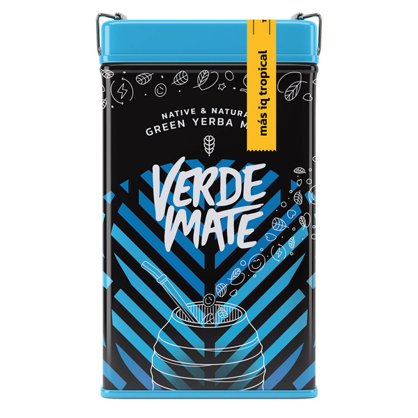 Yerbera – Metallburk + Verde Mate Green Más IQ Tropical 0,5 kg