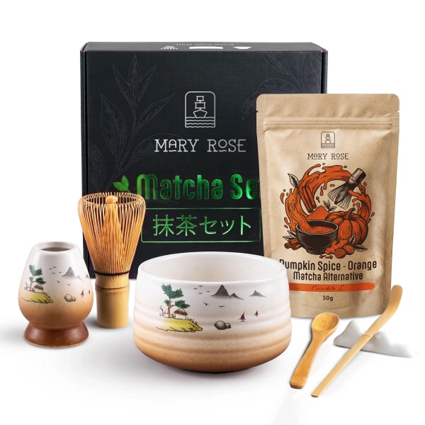 Presentset för att tillreda Orange Matcha