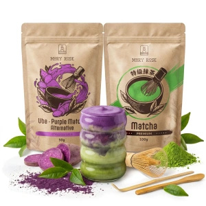 Set för färgglad Matcha Latte: Matcha + Purple Matcha + tillbehör