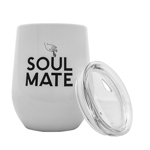 TermoLid – termomugg för yerba mate med lock – Soul Mate (vit) – 350 ml